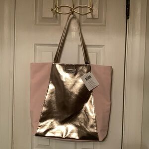 NWT Jimmy Choo Pale Pink & Gold Large Tote /Bag Size 15x17